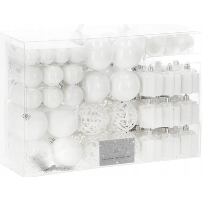 SPRINGOS Maxi 100 dielna sada vianočných ozdôb biela so šiškami