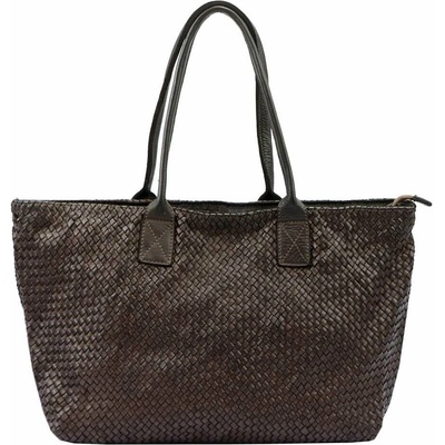 Dámska kožená kabelka VS 010 Shopperbag Dark Brown so zlatým kovaním a odnímateľným popruhom