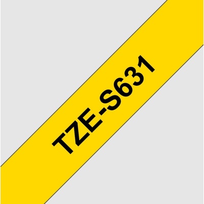 páska BROTHER TZS631 čierne písmo, žltá páska extra lepivá ADHESIVE Tape (12mm) (TZES631)
