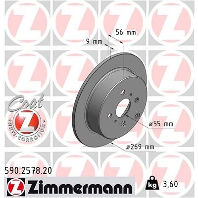Brzdový kotúč ZIMMERMANN 590.2578.20 (590257820)