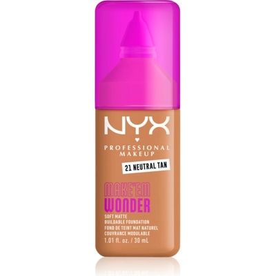 NYX Professional Makeup Make ‘Em Wonder лек матиращ фон дьо тен цвят 21 Neutral Tan 30ml