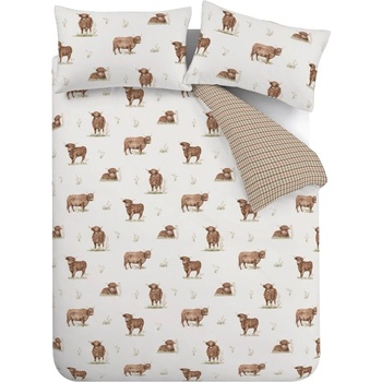 Catherine Lansfield Кафяво-бежово двойно спално бельо 200x200 cm Angus Highland Cow - Catherine Lansfield (BD/60644/W/DQS/NT)