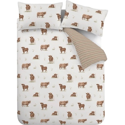 Catherine Lansfield Кафяво-бежово двойно спално бельо 200x200 cm Angus Highland Cow - Catherine Lansfield (BD/60644/W/DQS/NT)