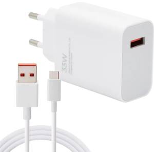 Xiaomi MDY-16-EF Променливотоково зарядно устройство с USB гнездо 33W, PD бързо зарядно устройство + кабел Type-C, БЯЛО MDY-16-EF_TYPE_C (MDY-16-EF_TYPE_C)