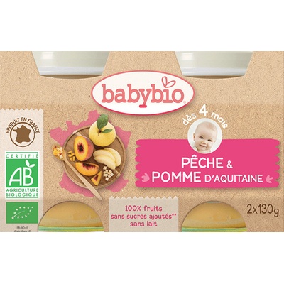 Babybio broskyňa jablko 2 x 130 g