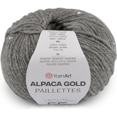 Pletací příze Alpaca Gold s flitry 50 g Varianta: 7 (9304) šedá, Balení: 1 ks 60464/156279/279964