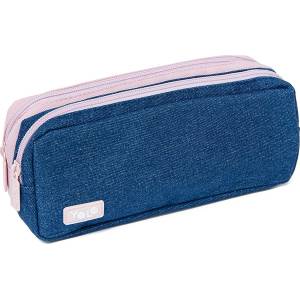 YOLO Ученически несесер YOLO - Denim Bowtie, 2 ципа (121274-181-83)