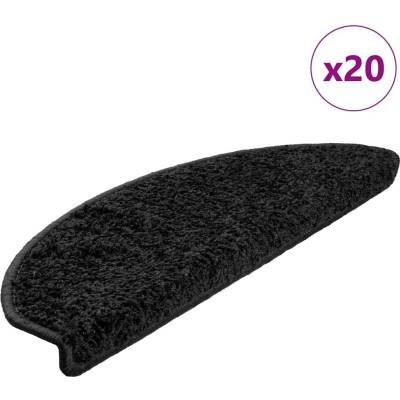 vidaXL Schodové rohože 20 ks 65 x 21 x 4 cm černé, půlkulaté, velké