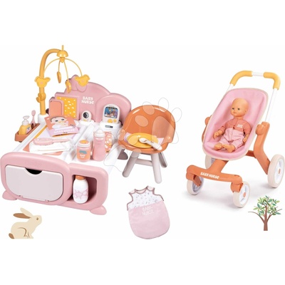 Smoby Set domeček elektronický a sportovní kočárek Cocoon Nursery Soft Baby Nurse s panenkou 32 cm se spacím pytlem – Hledejceny.cz