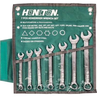 Honiton Sada očkoplochých klíčů vyhnutých 7 dílů 10-19 mm HCW11507