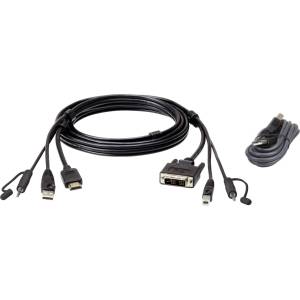 ATEN hdmi към dvi-d комплект защитен kvm кабел 1, 8 м черен кабел 2l-7d02dhx2 (2l-7d02dhx2)