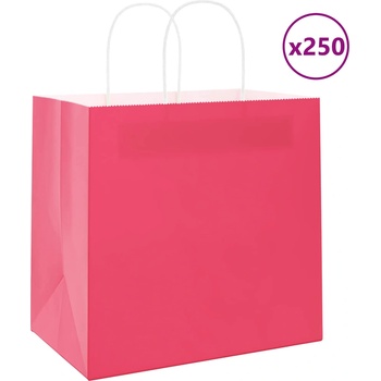 vidaXL Хартиени торбички 250 бр с дръжки розови 54x15x49 см (4101682)