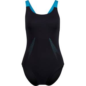 Speedo Дамски бански костюм Speedo Women's Solid Boom Leaderback One Piece Swimsuit - Anthracite/Mayan Blue - размер 38 (EU) (150-6099-0113)