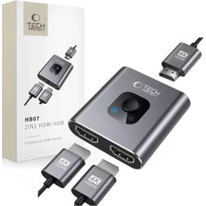 Tech-Protect HB07 HUB адаптер 2в1 HDMI 4K 60Hz космическо сиво (5906302360949)