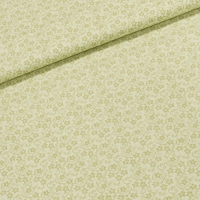 Bavlněné plátno POLO popínavé květinky na světle zelené, š.140cm (látka v metráži)