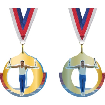 Akrylátová medaile Gymnastika kruhy Zlatá