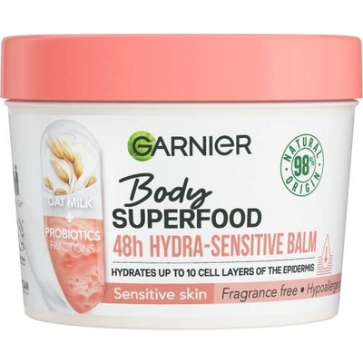 Garnier Body Superfood 48h Hydra-Sensitive Balm Oat Milk + Prebiotics хидратиращ балсам за тяло с овесено мляко 380 ml за жени