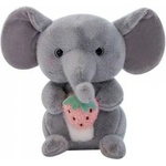 LEAN Toys Plush Mascot Cuddly Toy Elephant With Strawberry Gray 23cm
