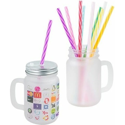 Mason Sklenice "Mason Jar" s uchem a brčkem - SU-007--500-M 500 ml