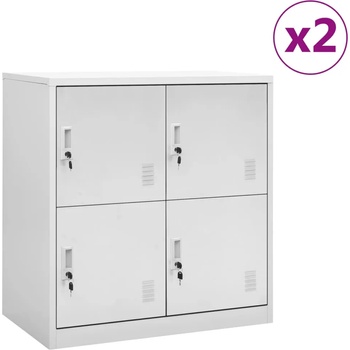 vidaXL Заключващи се шкафове, 2 бр, светлосиви, 90x45x92, 5 см, стомана (3095223)