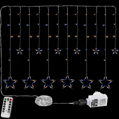 Voltronic záves 12 hviezdičiek 150 LED teplá studená biela