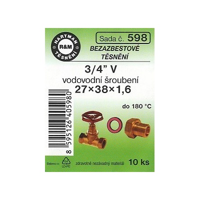 HARTMAN těsnění bezasbestové 3/4" 27*38mm, sada č. 598
