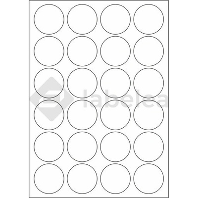 Labelea Samolepiace etikety kruh 45x45 mm lesklé biele papierové, na hárku A4, pre laserovú tlač, Farba etikiet Biela, Počet hárkov v balení 100 EPL999045W024S