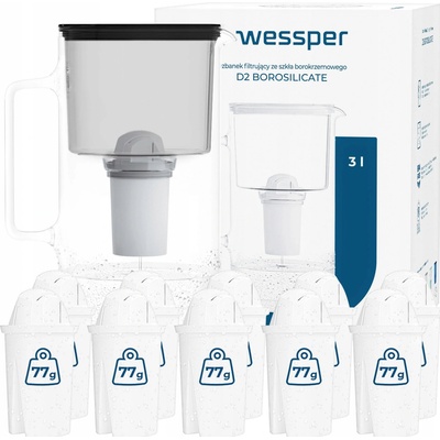 Wessper D2 Borosilicate 3 l černá + filtry 10 ks – Hledejceny.cz
