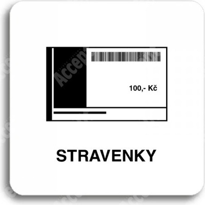 ACCEPT Piktogram stravenky - bílá tabulka - černý tisk bez rámečku