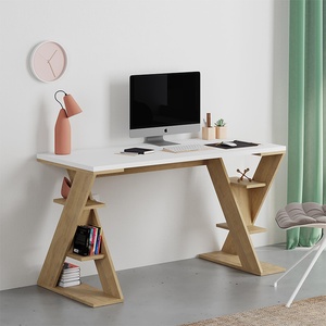 TopMebel Офис бюро Papillon TopMebel от меламин в сапфирен дъб - бял цвят 137x60x75cm
