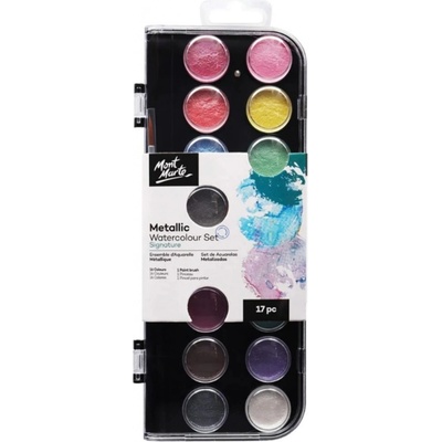Mont Marte Metalické vodové barvy sada 16ks + štětec – Zboží Dáma