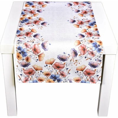 Forbyt ubrus CYH6105 TISK modro červené květy obdélník 40x90cm