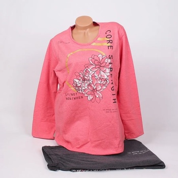 Image 1 of Ватирана макси пижама в коралово и тъмносиво с цветя