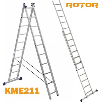 ROTOR Стълба алуминиева, сгъваема, 2x11 стъпала, 5.4 м, ROTOR KME211 (KME211)