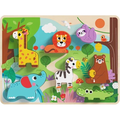 Tooky Toy Дървен пъзел 3d диви животни th633 - 8 части