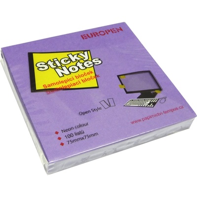 Самозалепващи листчета Sticky 75/75мм неон, лилави