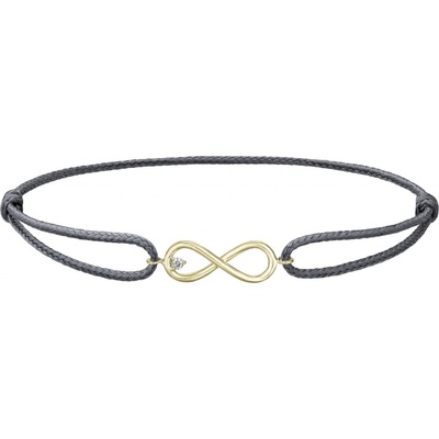 Tiami provázkový náramek Infinity ze žlutého zlata s diamantem tmavě šedý BIFFY2206