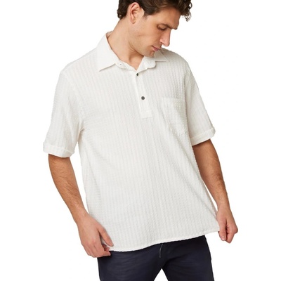 Peregrine seersucker Polo tričko Cabin Shirt White