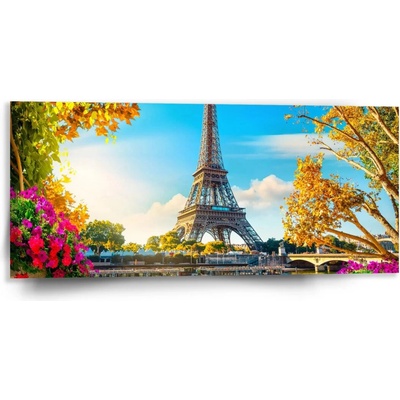 Sablio Obraz Paríž Eiffelova veža Flowers - 110x50 cm