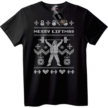 NOONEBRAND Тениска Весела Лифтмас Фитнес - 4XL, Black