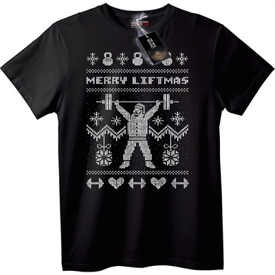 NOONEBRAND Тениска Весела Лифтмас Фитнес - 4XL, Black