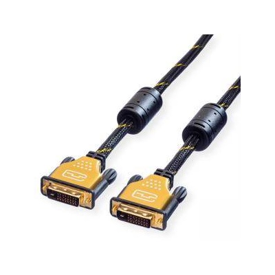 Roline Kабел за монитор ROLINE 11.04. 5514 : : GOLD, 4K Full HD, 3840 x 2160, 30 Hz, DVI (24+1), Dual Link, M / M, 5.0 м, Черен / Златист, 11.04. 5514
