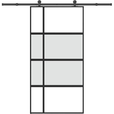 vidaXL Плъзгаща се врата с обков 102, 5x205 см Закалено стъкло алуминий (3333036)
