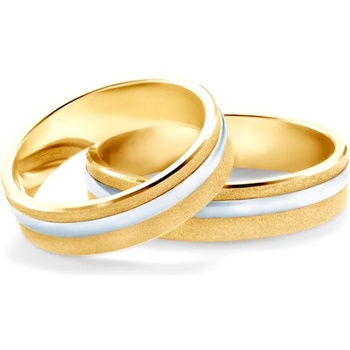 Image 1 of SAVICKI Сватбени халки: двуцветно злато, плоски. 5 мм