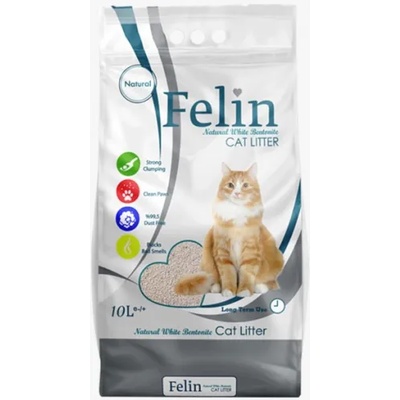Clear Cat Felin natural - калциев бентонит БЕЗ АРОМАТ, с висока способност да се слепва на топче - 100% естествена, 10 литра - Турция