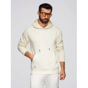 Ombre Clothing Мъжки суитшърт BASIC с кенгуру джоб и качулка - кремав V11 B1674 Ombre Clothing Ombre Clothing | Byal Bezhov | МЪЖЕ | S