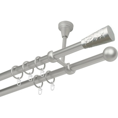 OK-GarnýžeCZ Garnýž kovová dvouřadá 19mm Sevilla satina 130 cm do stropu / kroužky s háčkem