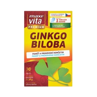 MaxiVita Premium Ginkgo biloba pre pamäť a prekrvenie končatín 30 tabliet