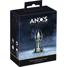 Anos Heavy Metal Butt Plug with Vibration Black