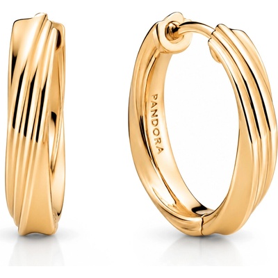 Pandora Krútené pozlátené kruhové náušnice Essence Shine 263878C00